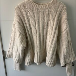 Zara Cozy Cream Cable Knit Sweater
